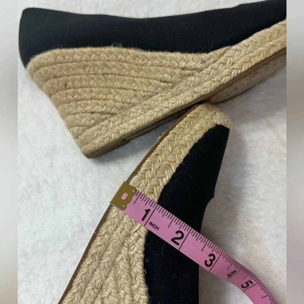 J. Crew Black Seville Espadrille Canvas Jude Wedges Size 9